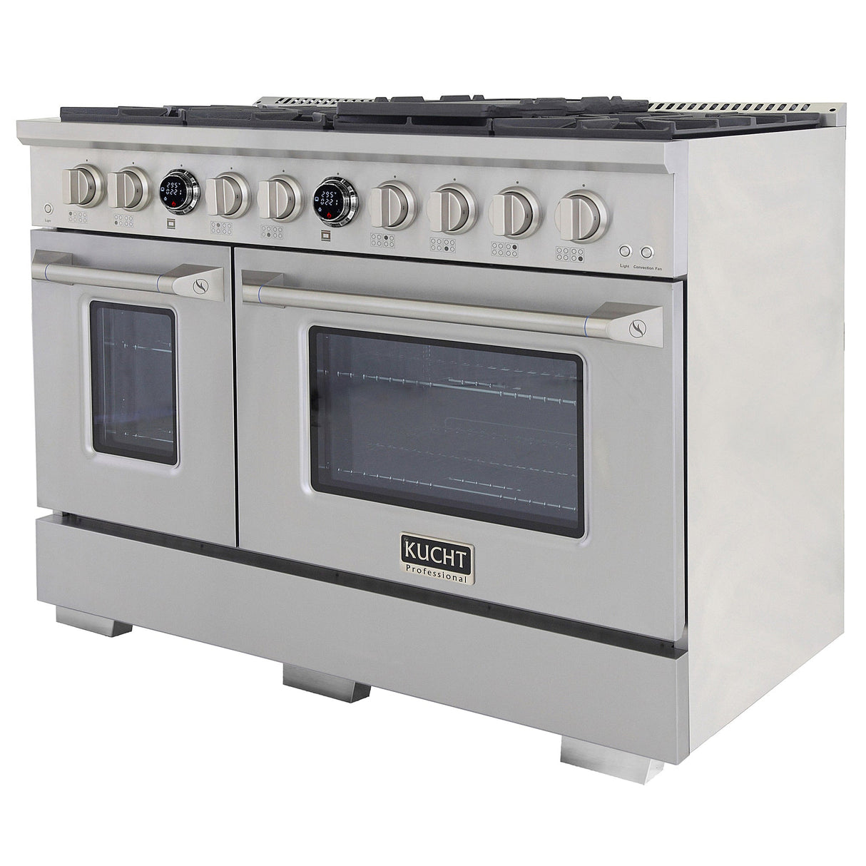 48 in. 6.7 cu. ft. 8 Burners Dual Fuel Range for Natural Gas in Stainless Steel with Kucht Horus Thermostat
