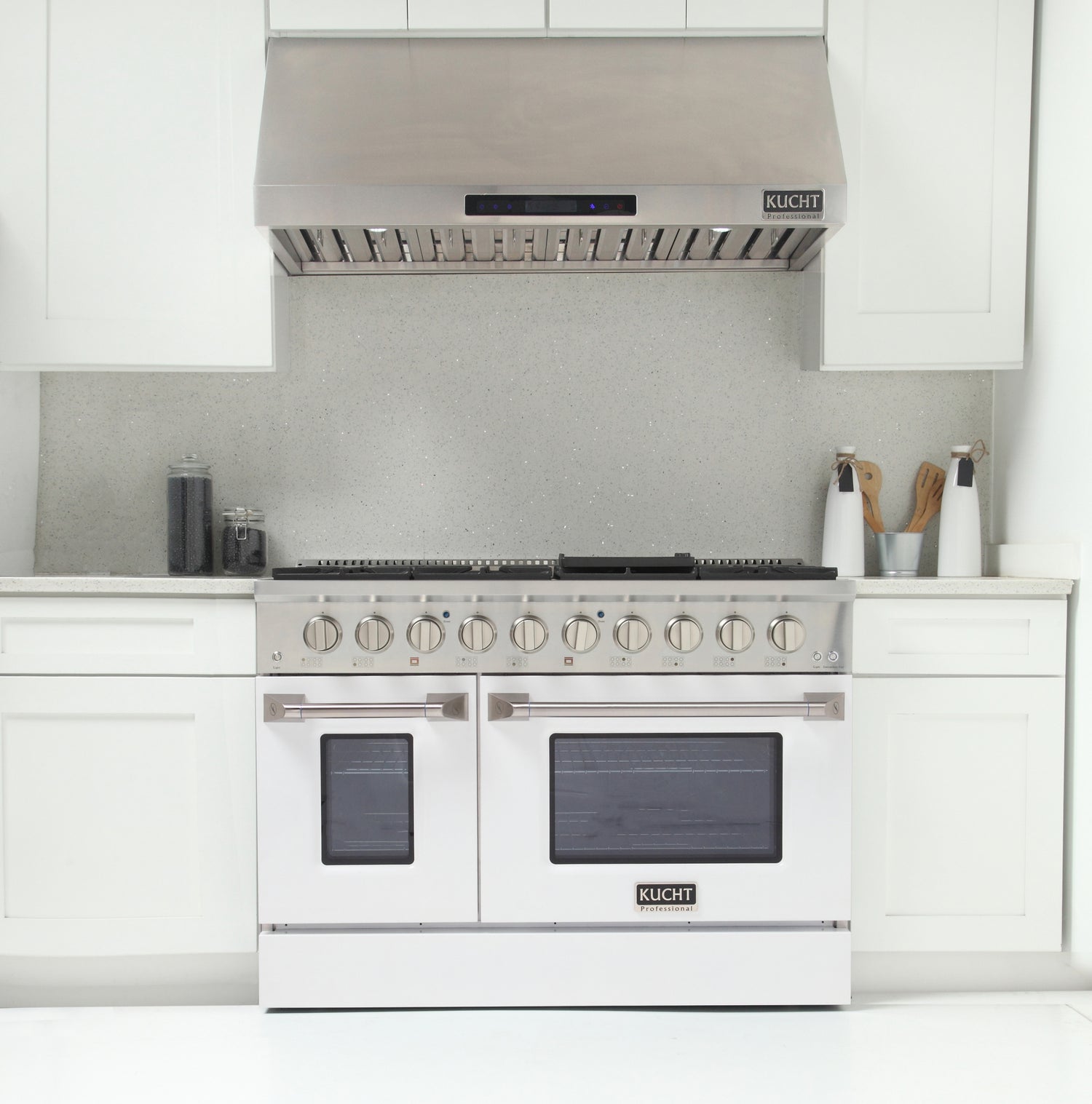 KUCHT Professional 48 in. 6.7 cu. ft. Propane Gas Range with Sealed Burners, Griddle/Grill and Two Ovens - One Convection - in Stainless Steel