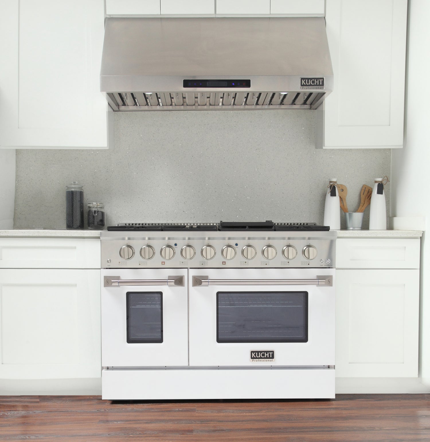 KUCHT Professional 48 in. 6.7 cu. ft. Propane Gas Range with Sealed Burners, Griddle/Grill and Two Ovens - One Convection - in Stainless Steel