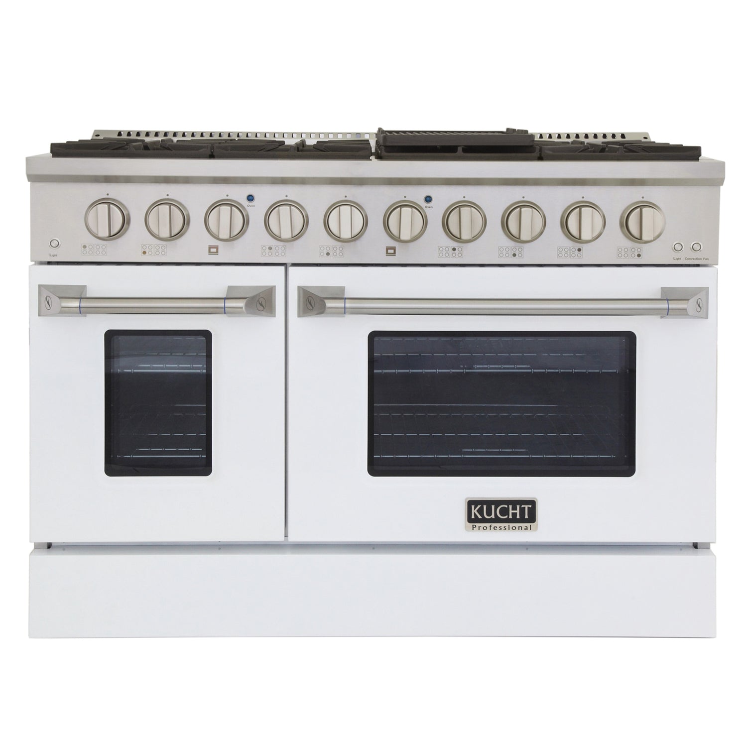 KUCHT Professional 48 in. 6.7 cu. ft. Propane Gas Range with Sealed Burners, Griddle/Grill and Two Ovens - One Convection - in Stainless Steel