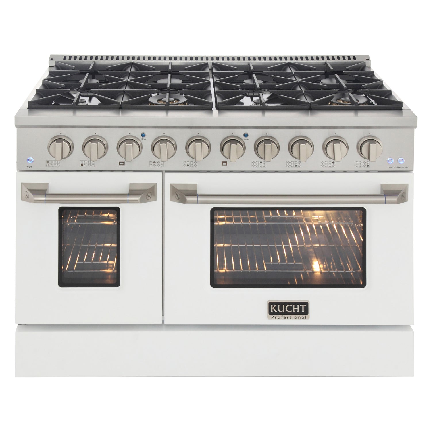 KUCHT Professional 48 in. 6.7 cu. ft. Propane Gas Range with Sealed Burners, Griddle/Grill and Two Ovens - One Convection - in Stainless Steel