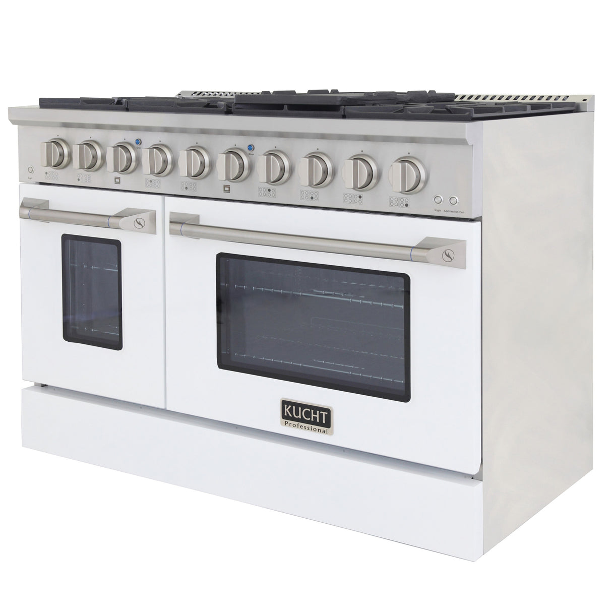 KUCHT Professional 48 in. 6.7 cu. ft. Dual Fuel Range for Natural Gas with Sealed Burners Griddle Grill and Two Ovens One Convection in Stainless Steel