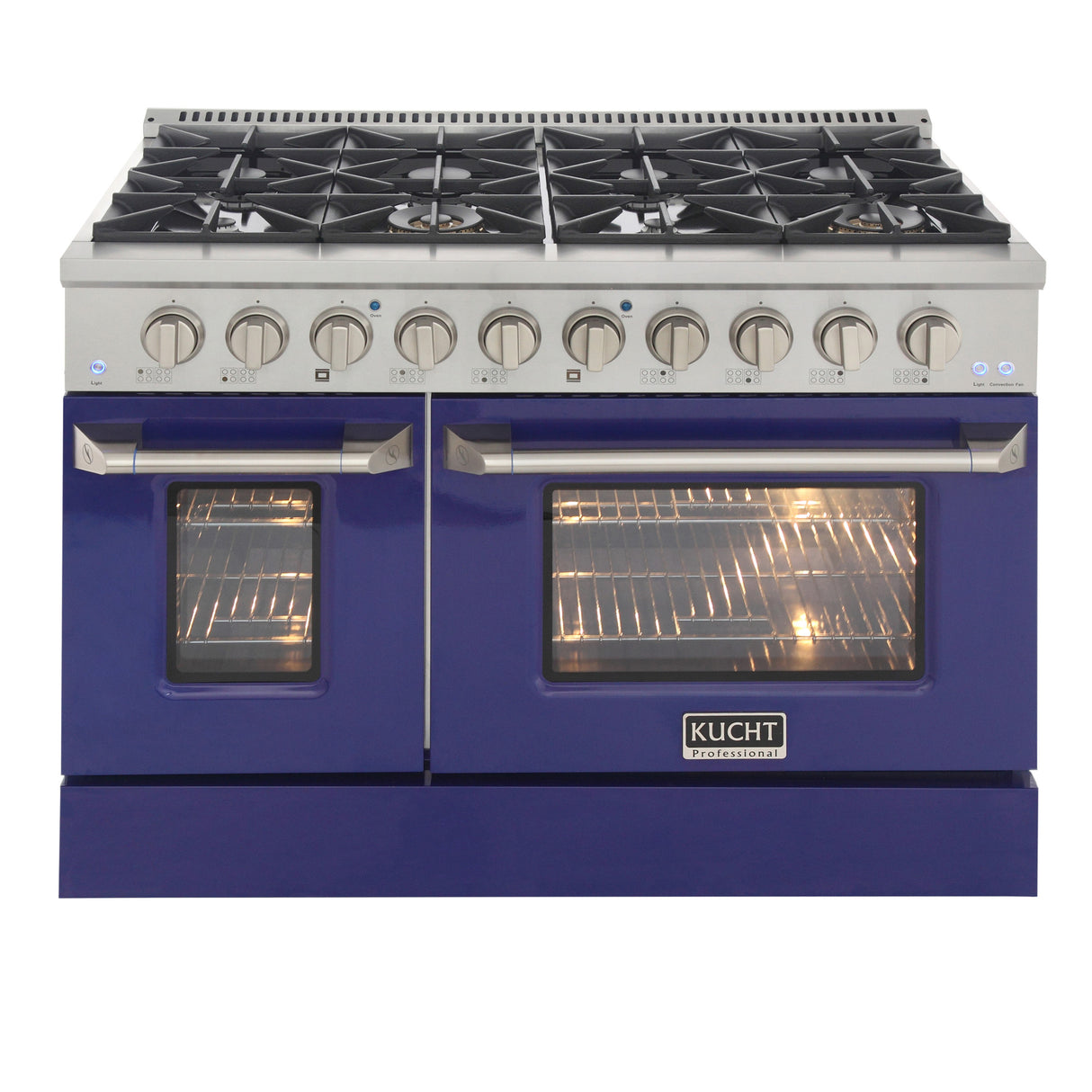 KUCHT Professional 48 in. 6.7 cu. ft. Dual Fuel Range for Natural Gas with Sealed Burners Griddle Grill and Two Ovens One Convection in Stainless Steel