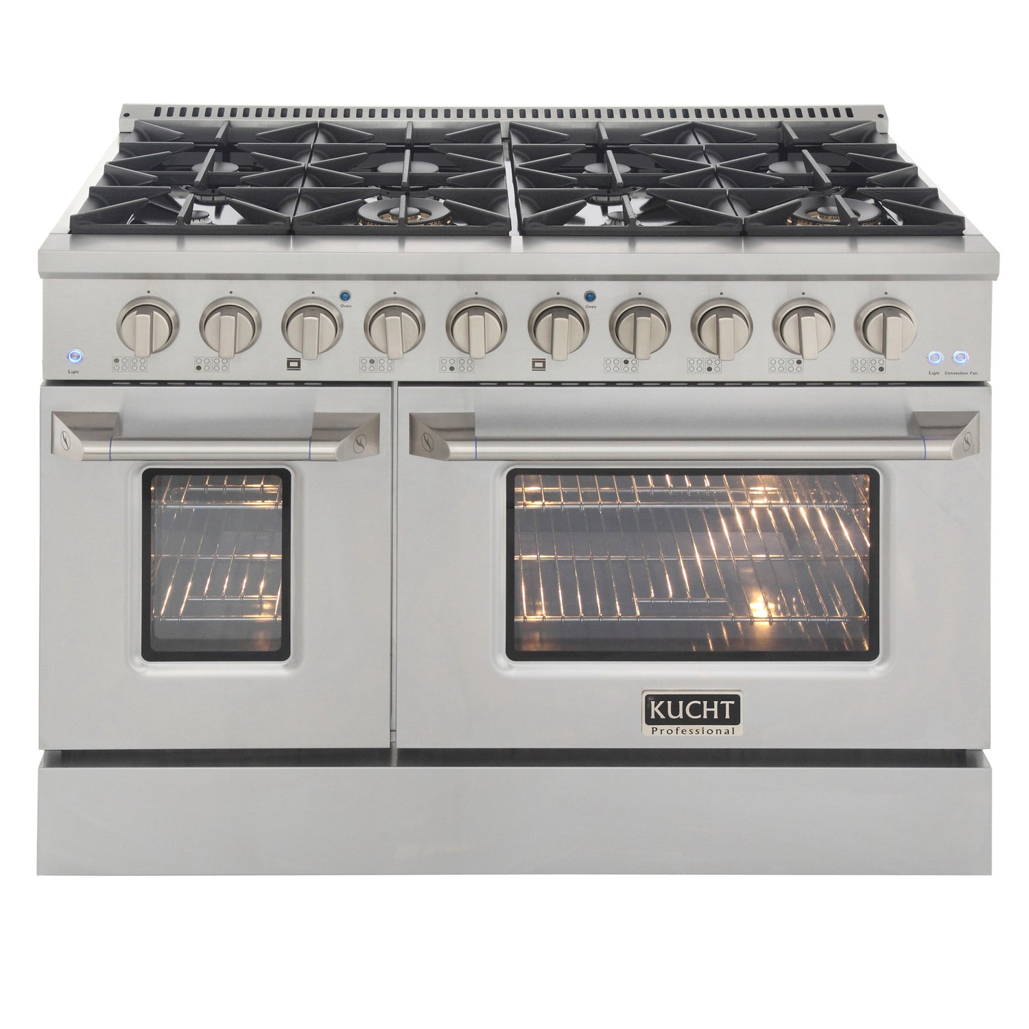 KUCHT Professional 48 in. 6.7 cu. ft. Propane Gas Range with Sealed Burners, Griddle/Grill and Two Ovens - One Convection - in Stainless Steel