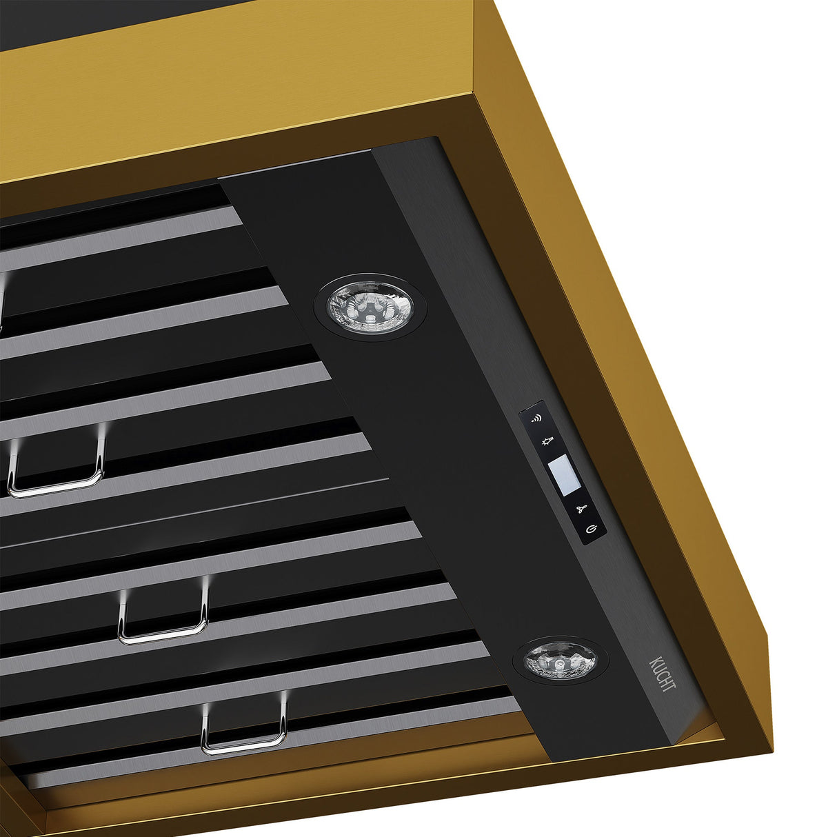 30 in. KUCHT 600 CFM Wall Mounted Range Hood in Titanium Stainless Steel with Gold Accents