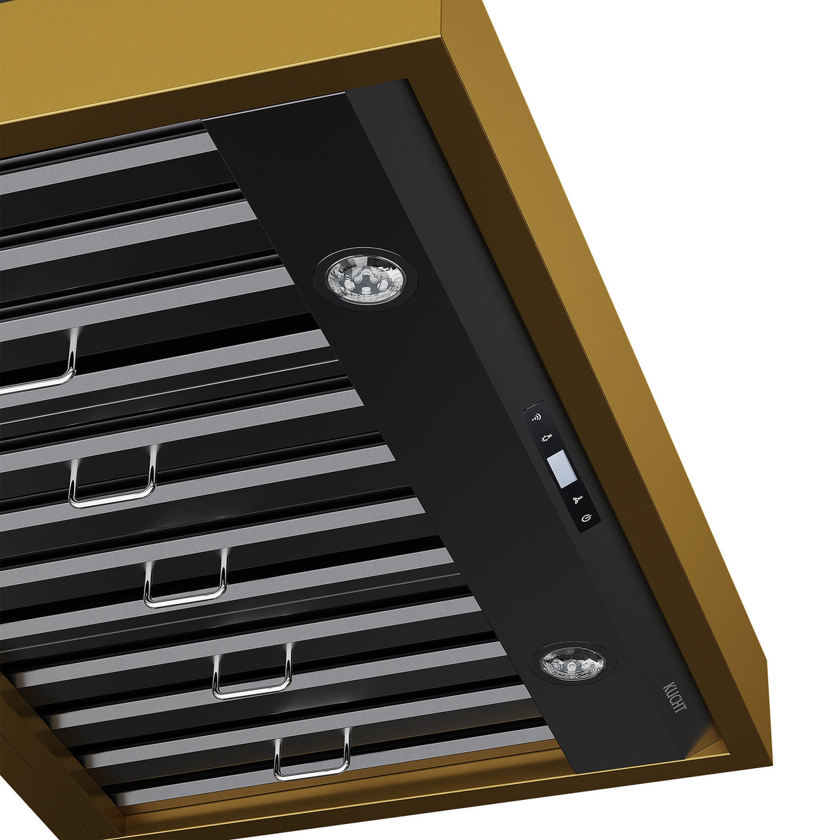 36 in. KUCHT 600 CFM Wall Mounted Range Hood in Titanium Stainless Steel with Gold Accents