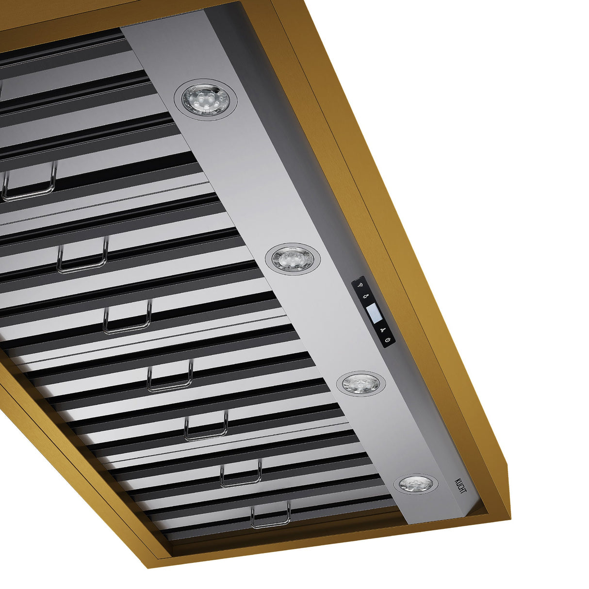 48 in. KUCHT 600 CFM Wall Mounted Range Hood in Stainless Steel with Gold Accents