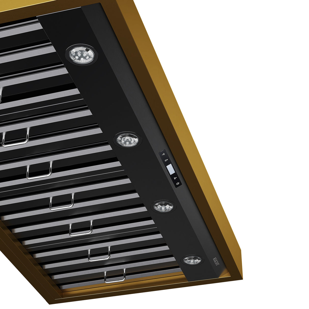 48 in. KUCHT 600 CFM Wall Mounted Range Hood in Titanium Stainless Steel with Gold Accents