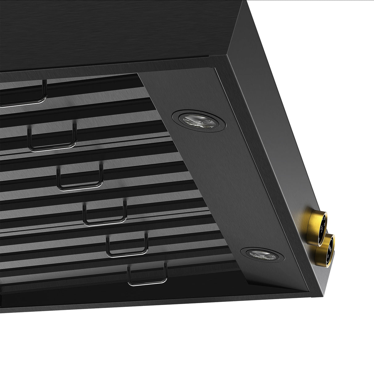 36 in. 900 1200 CFM Ducted Wall Mount Range Hood in Titanium Stainless Steel with Gold Accents and Digital Controls