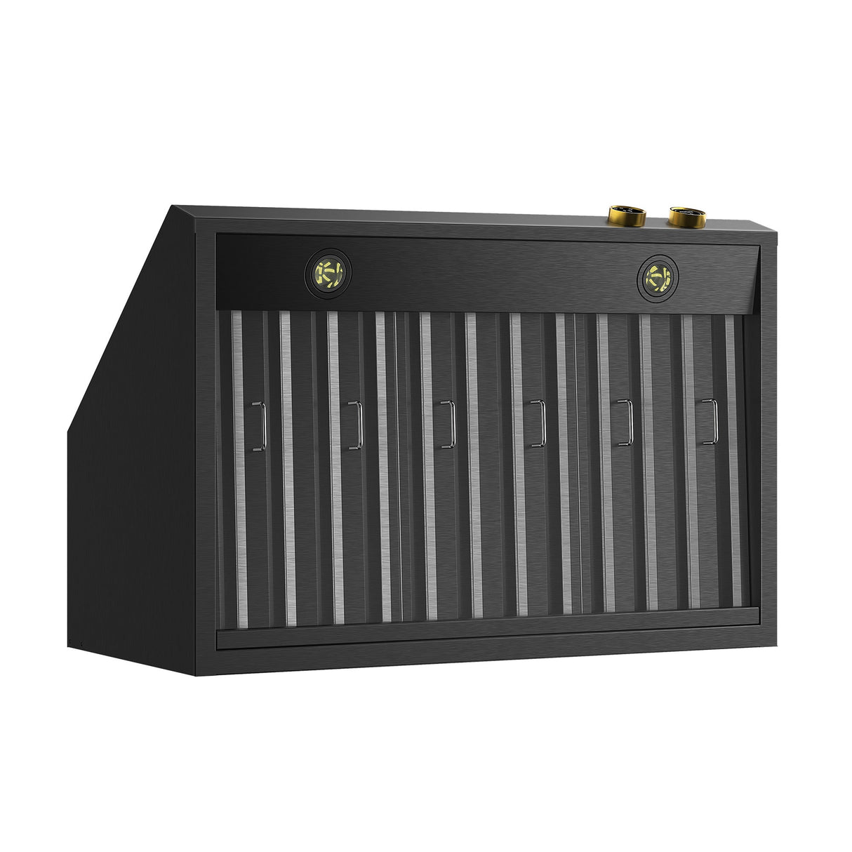 36 in. 900 1200 CFM Ducted Wall Mount Range Hood in Titanium Stainless Steel with Gold Accents and Digital Controls