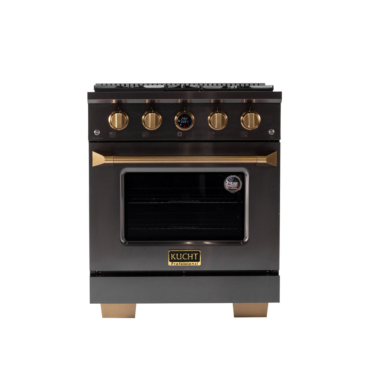 30 in. 4.2 cu. ft. 4 Burners Dual Fuel Range for Propane Gas in Stainless Steel with Kucht Horus Thermostat