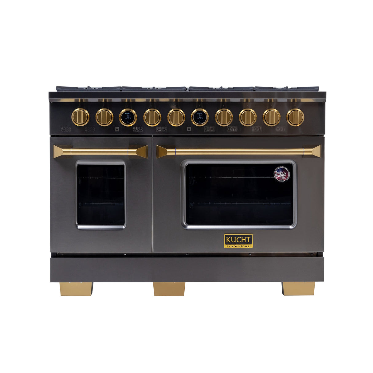 48 in. 6.7 cu. ft. 8 Burners Dual Fuel Range for Natural Gas in Stainless Steel with Kucht Horus Thermostat