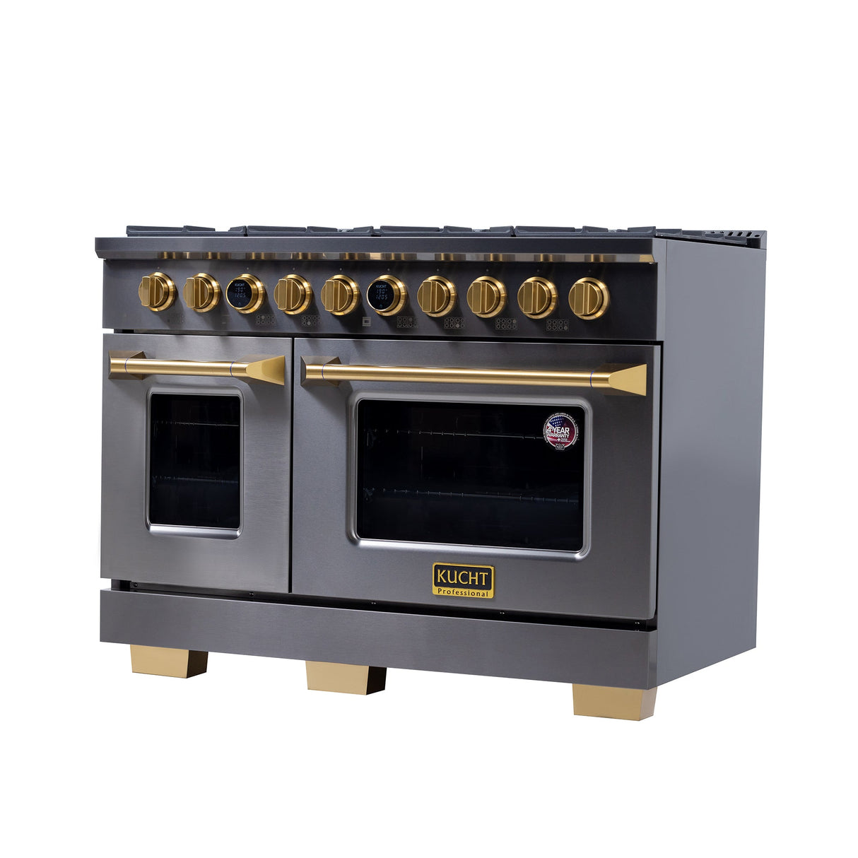 48 in. 6.7 cu. ft. 8 Burners Dual Fuel Range for Natural Gas in Stainless Steel with Kucht Horus Thermostat