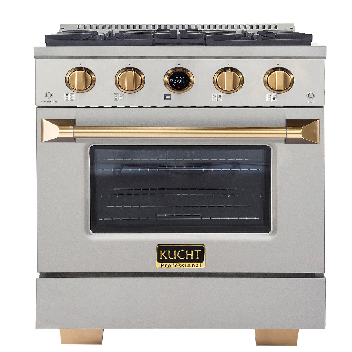 30 in. 4.2 cu. ft. 4 Burners Dual Fuel Range for Natural Gas in Stainless Steel with Kucht Horus Thermostat