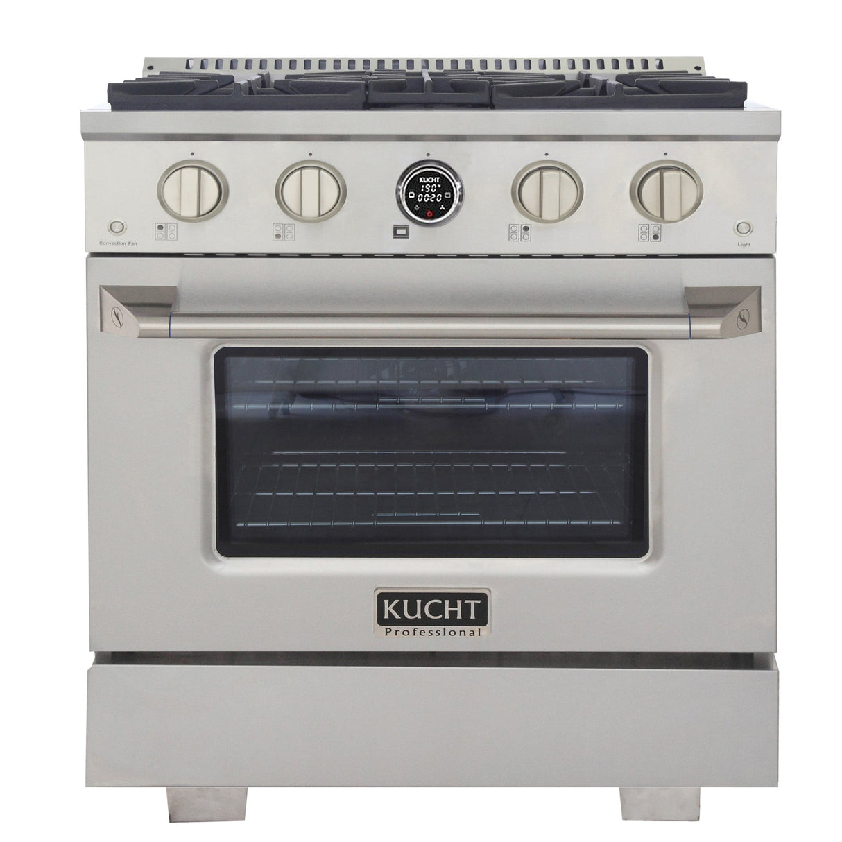 30 in. 4.2 cu. ft. 4 Burners Dual Fuel Range for Propane Gas in Stainless Steel with Kucht Horus Thermostat