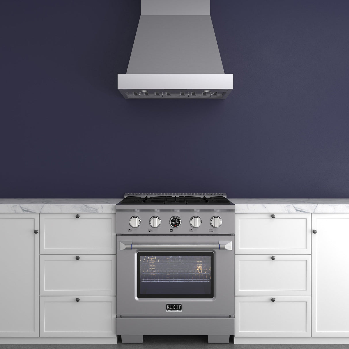 30 in. 4.2 cu. ft. 4 Burners Dual Fuel Range for Natural Gas in Stainless Steel with Kucht Horus Thermostat