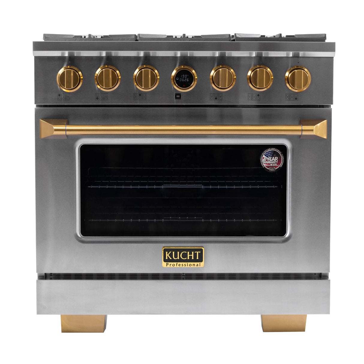 36 in. 5.2 cu. ft. 6 Burners Dual Fuel Range for Natural Gas in Stainless Steel with Kucht Horus Thermostat