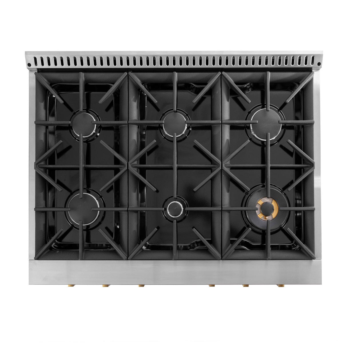 36 in. 5.2 cu. ft. 6 Burners Dual Fuel Range for Natural Gas in Stainless Steel with Kucht Horus Thermostat