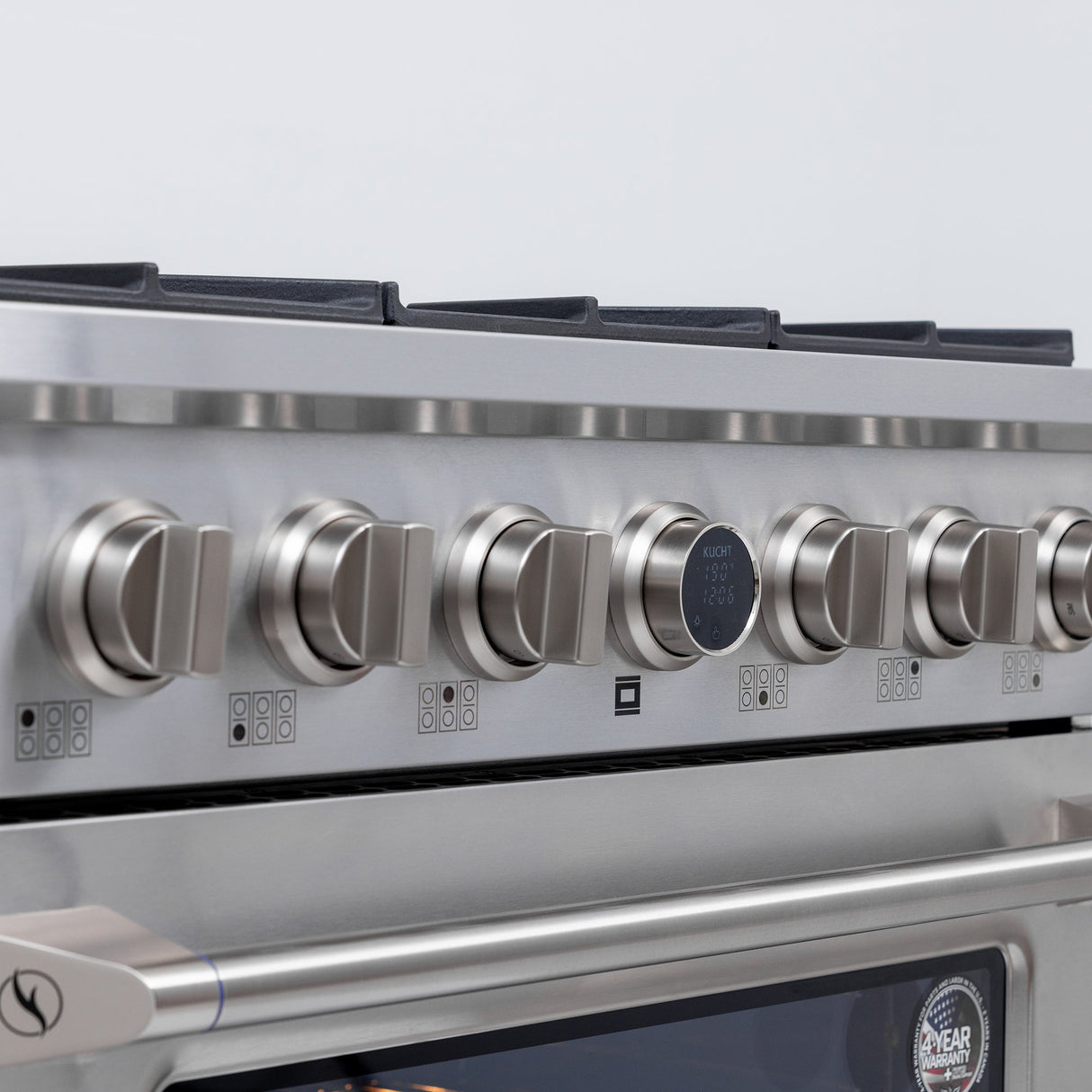 36 in. 5.2 cu. ft. 6 Burners Dual Fuel Range for Natural Gas in Stainless Steel with Kucht Horus Thermostat