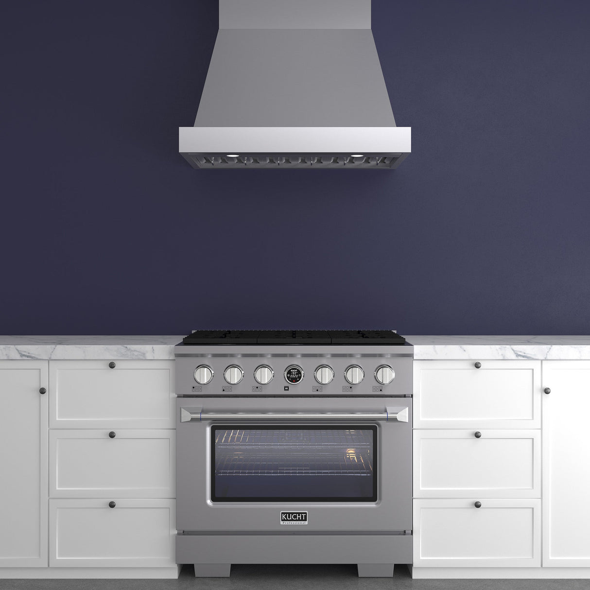 36 in. 5.2 cu. ft. 6 Burners Dual Fuel Range for Propane Gas in Stainless Steel with Kucht Horus Thermostat