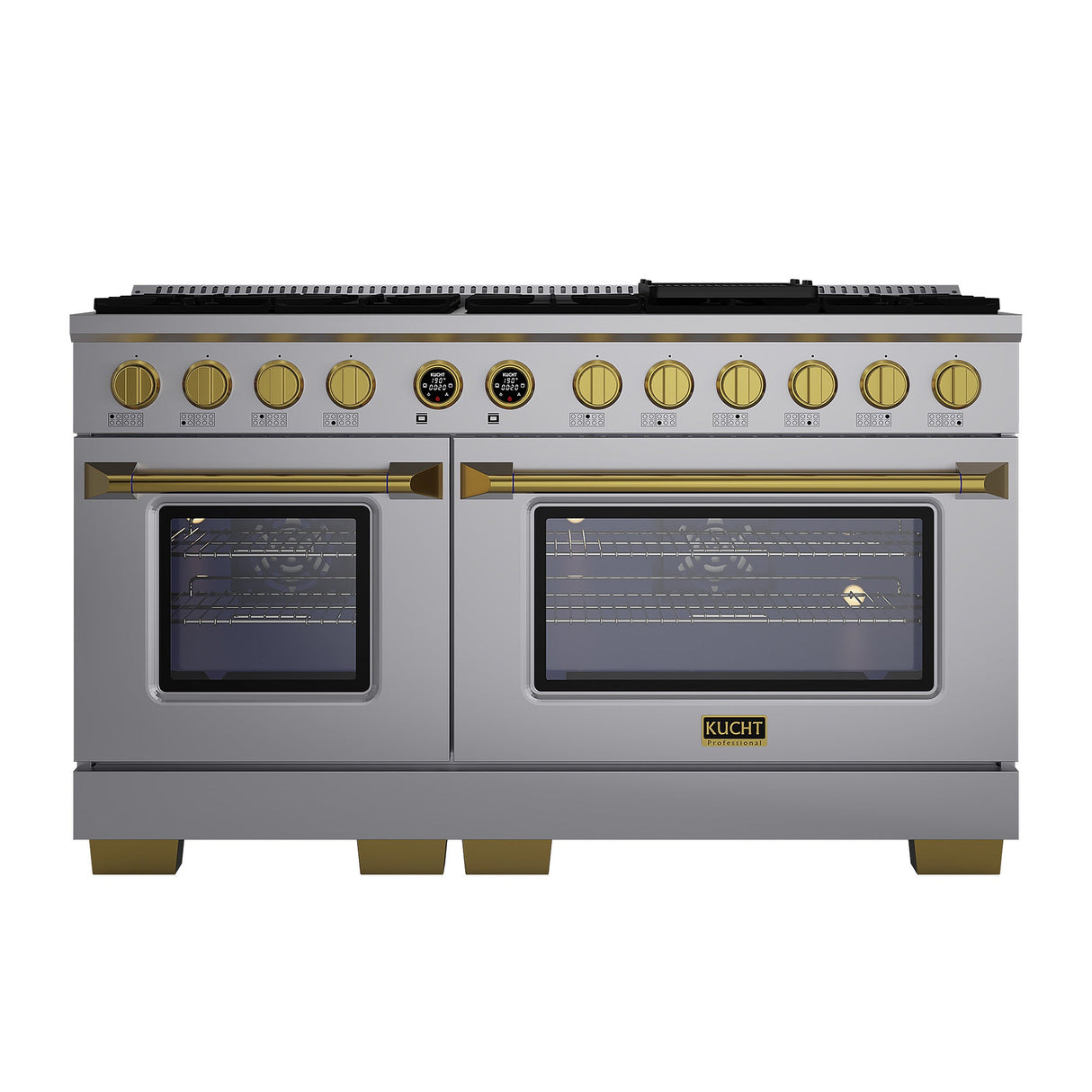 60 in. 8.4 cu. ft. 8 Burners Dual Fuel Range for Propane Gas in Stainless Steel with Kucht Horus Thermostat