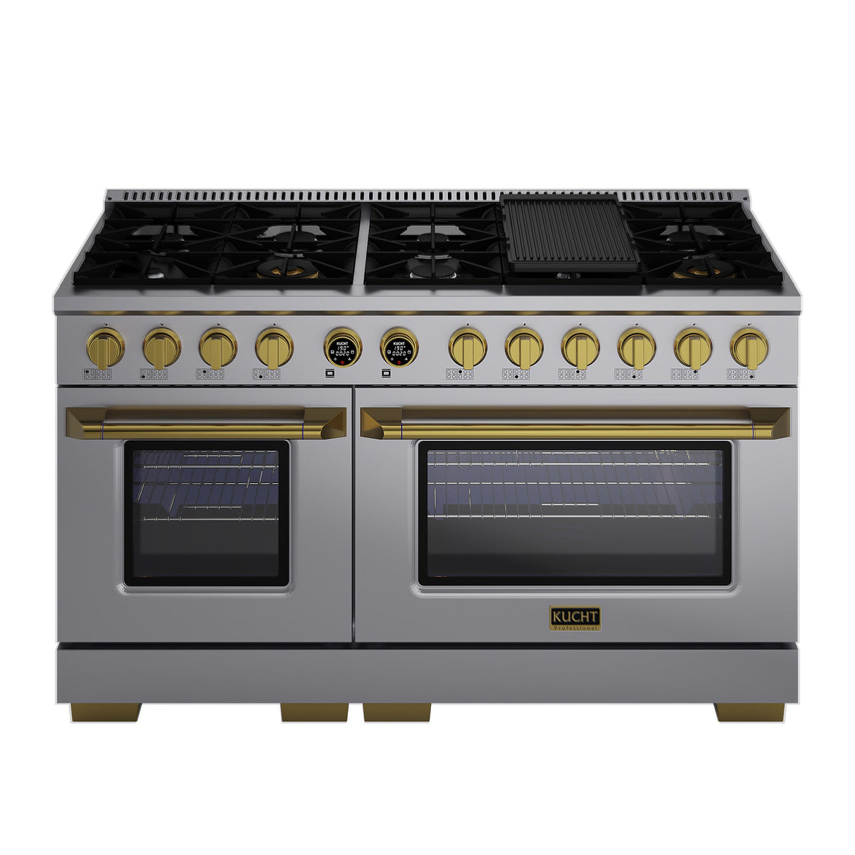 60 in. 8.4 cu. ft. 8 Burners Dual Fuel Range for Propane Gas in Stainless Steel with Kucht Horus Thermostat