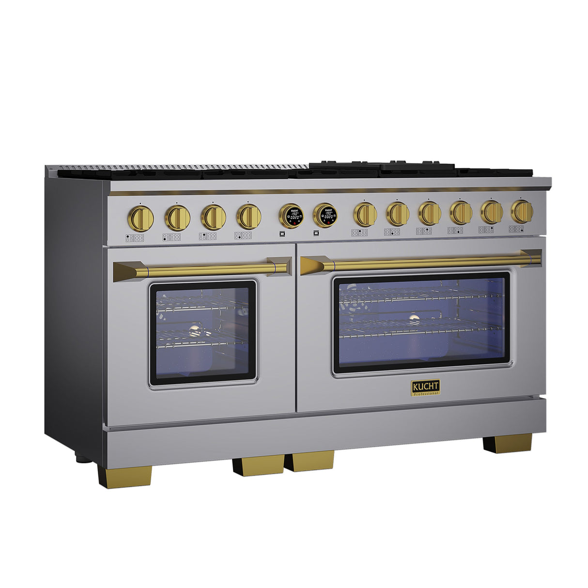 60 in. 8.4 cu. ft. 8 Burners Dual Fuel Range for Propane Gas in Stainless Steel with Kucht Horus Thermostat