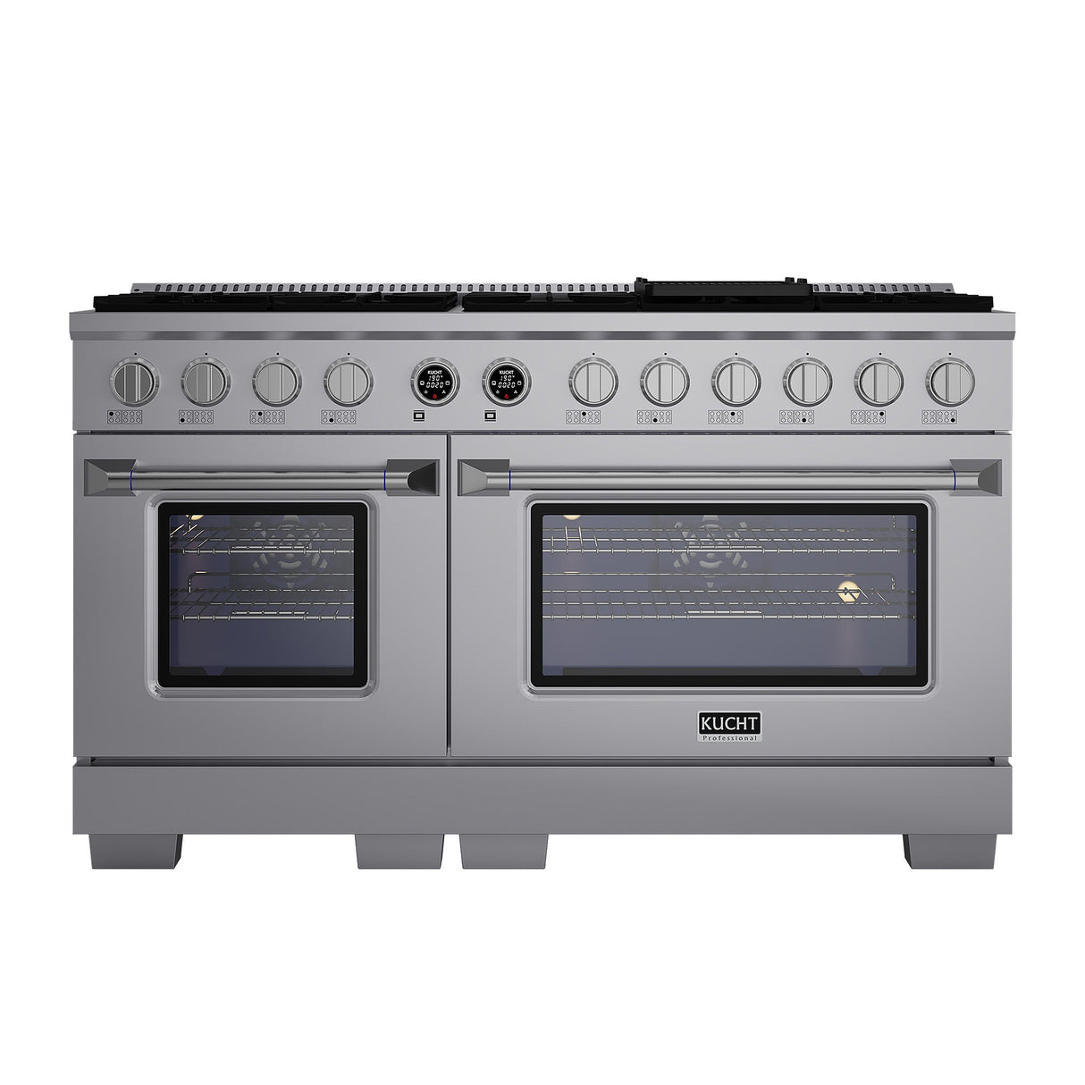 60 in. 8.4 cu. ft. 8 Burners Dual Fuel Range for Natural Gas in Stainless Steel with Kucht Horus Thermostat