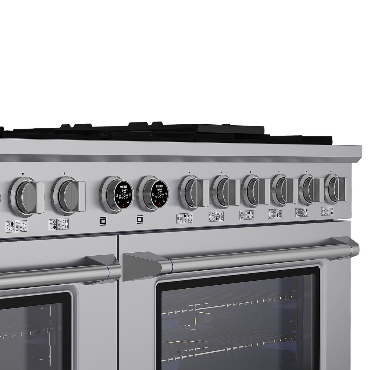 60 in. 8.4 cu. ft. 8 Burners Dual Fuel Range for Propane Gas in Stainless Steel with Kucht Horus Thermostat