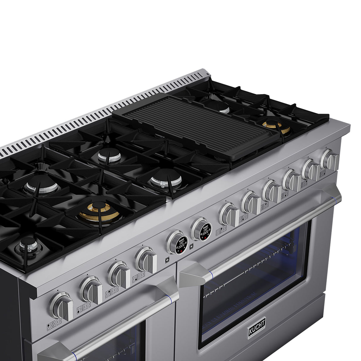 60 in. 8.4 cu. ft. 8 Burners Dual Fuel Range for Propane Gas in Stainless Steel with Kucht Horus Thermostat
