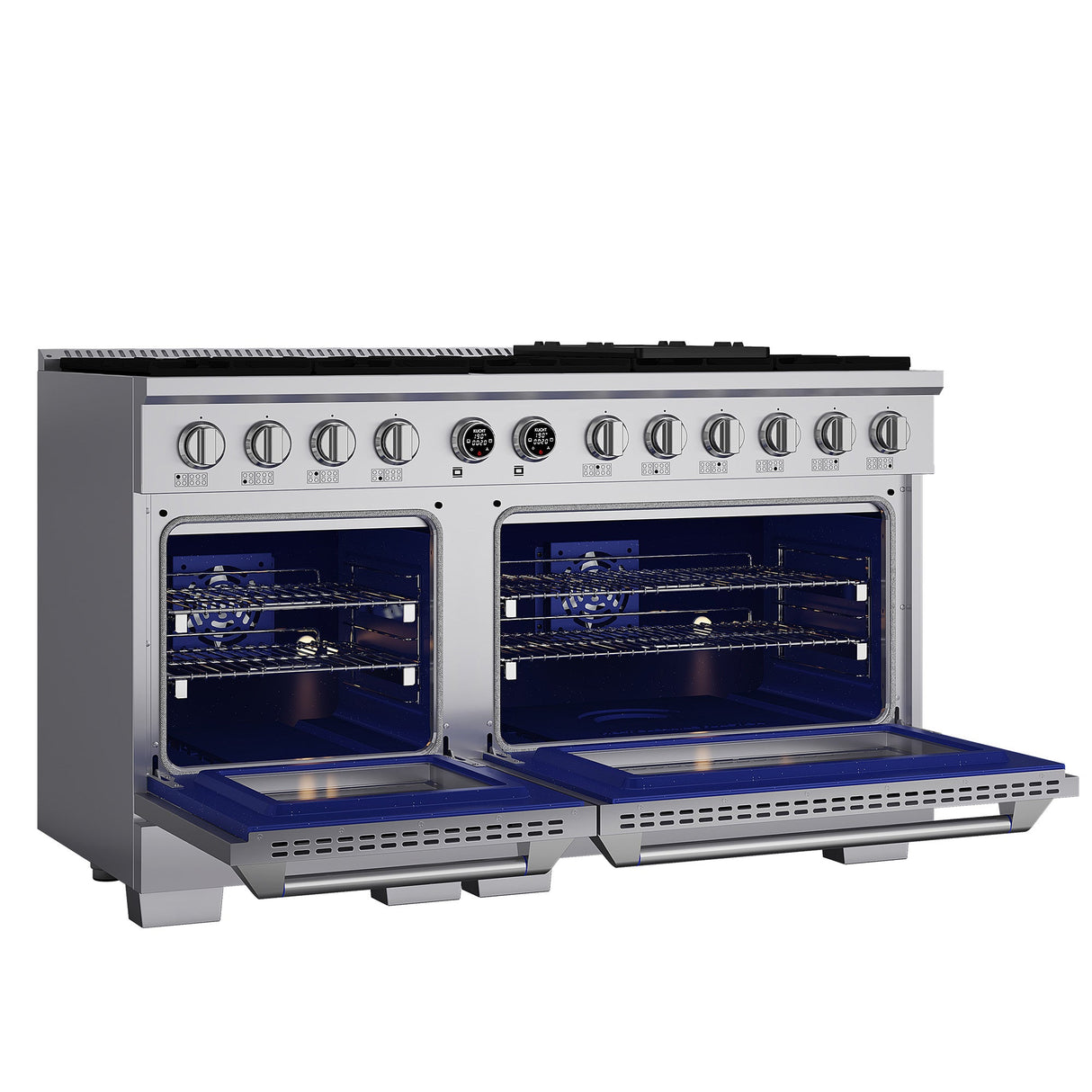 60 in. 8.4 cu. ft. 8 Burners Dual Fuel Range for Propane Gas in Stainless Steel with Kucht Horus Thermostat