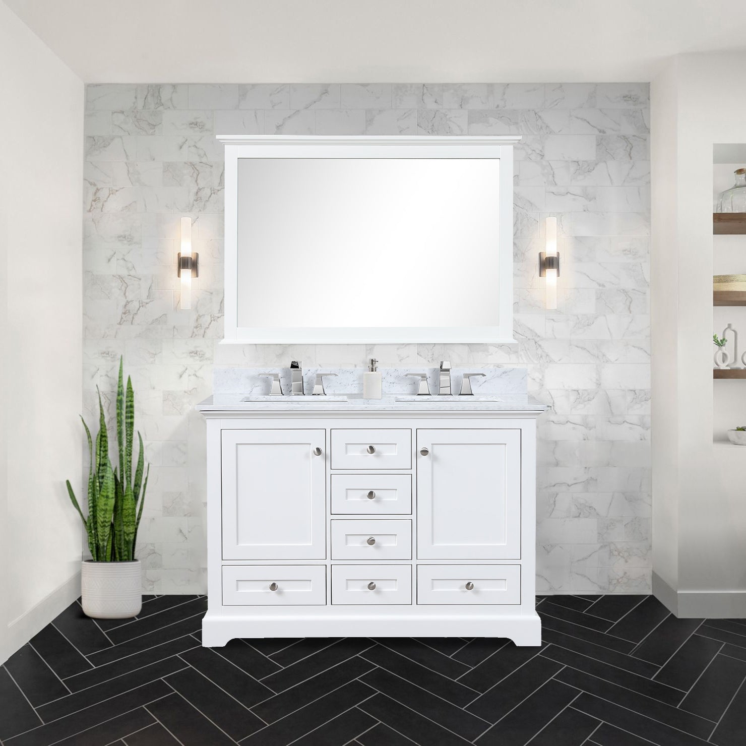 Dukes 48 in. W x 22 in. D White Double Bath Vanity
