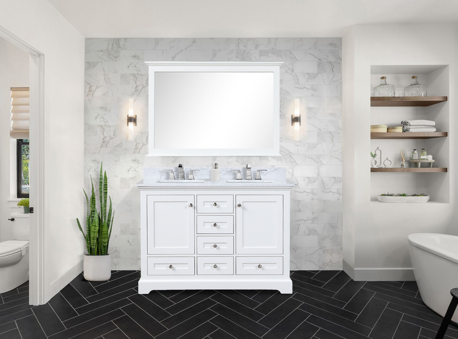 Dukes 48 in. W x 22 in. D White Double Bath Vanity