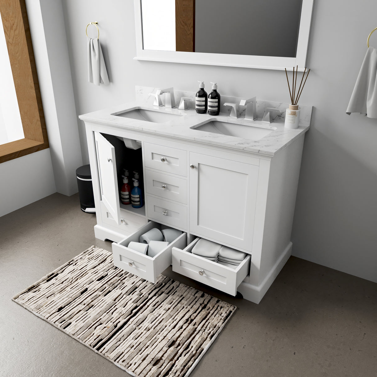 Dukes 48 in. W x 22 in. D White Double Bath Vanity