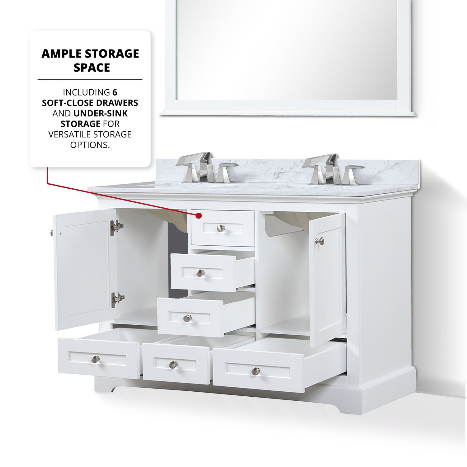 Dukes 48 in. W x 22 in. D White Double Bath Vanity