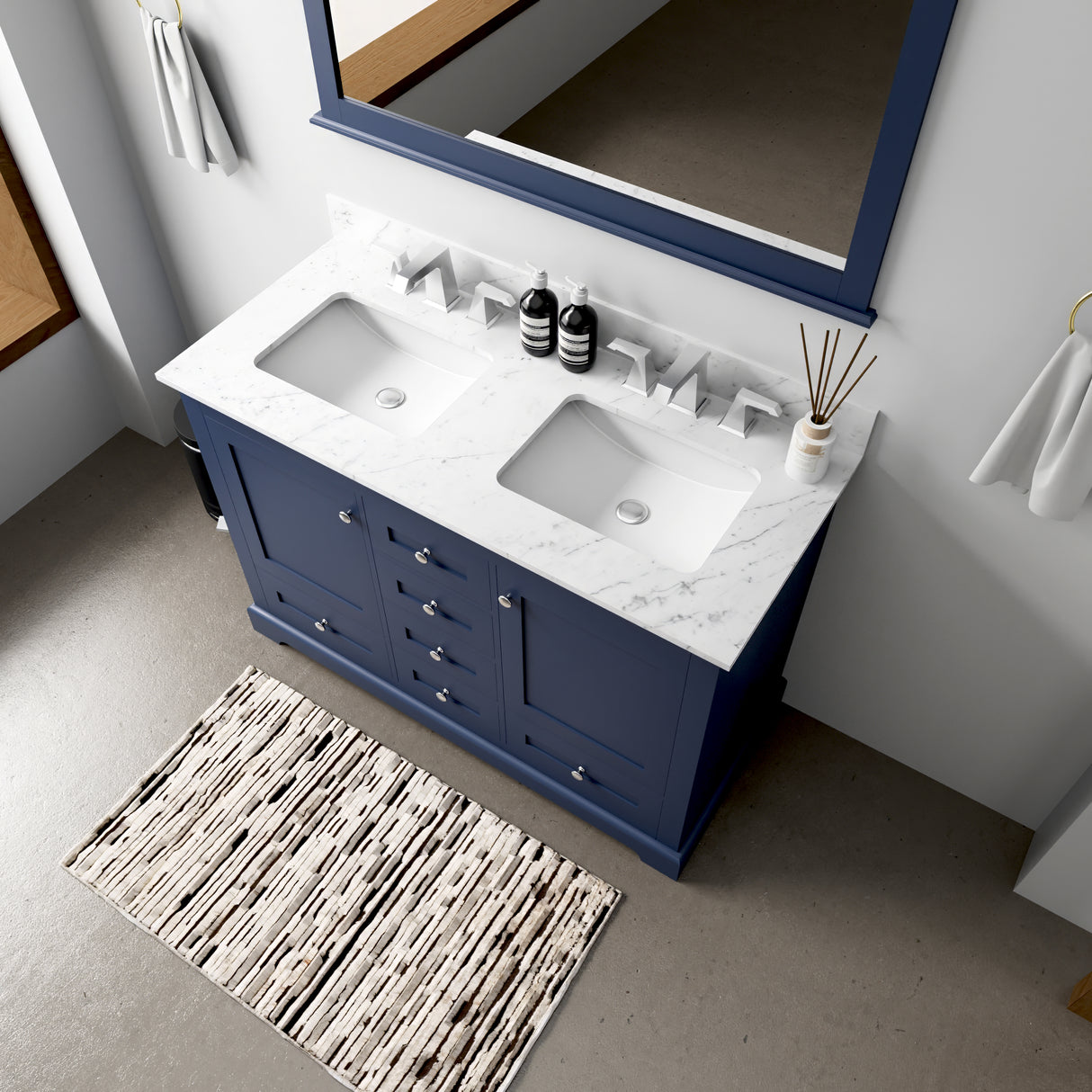 Dukes 48 in. W x 22 in. D Navy Blue Double Bath Vanity