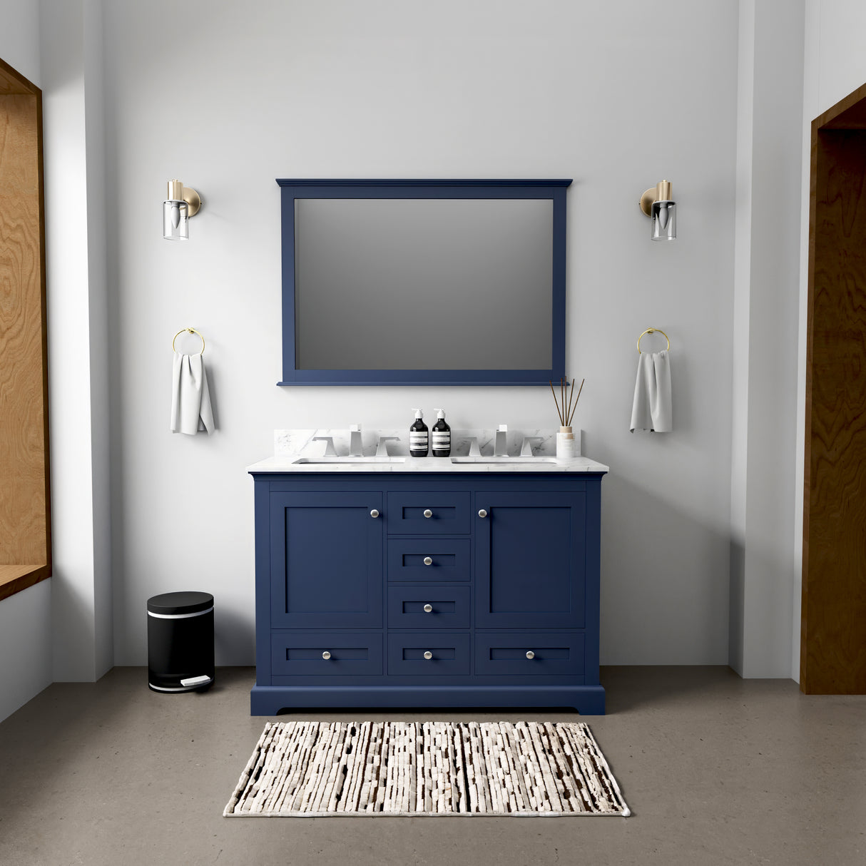 Dukes 48 in. W x 22 in. D Navy Blue Double Bath Vanity
