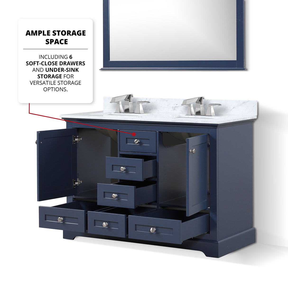 Dukes 48 in. W x 22 in. D Navy Blue Double Bath Vanity