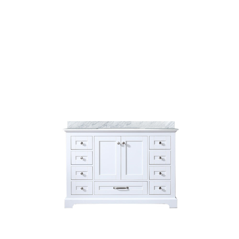 Dukes 48 in. Bathroom Freestanding Bathroom Vanity With Undermount Ceramic Sink with White Carrara Marble Top