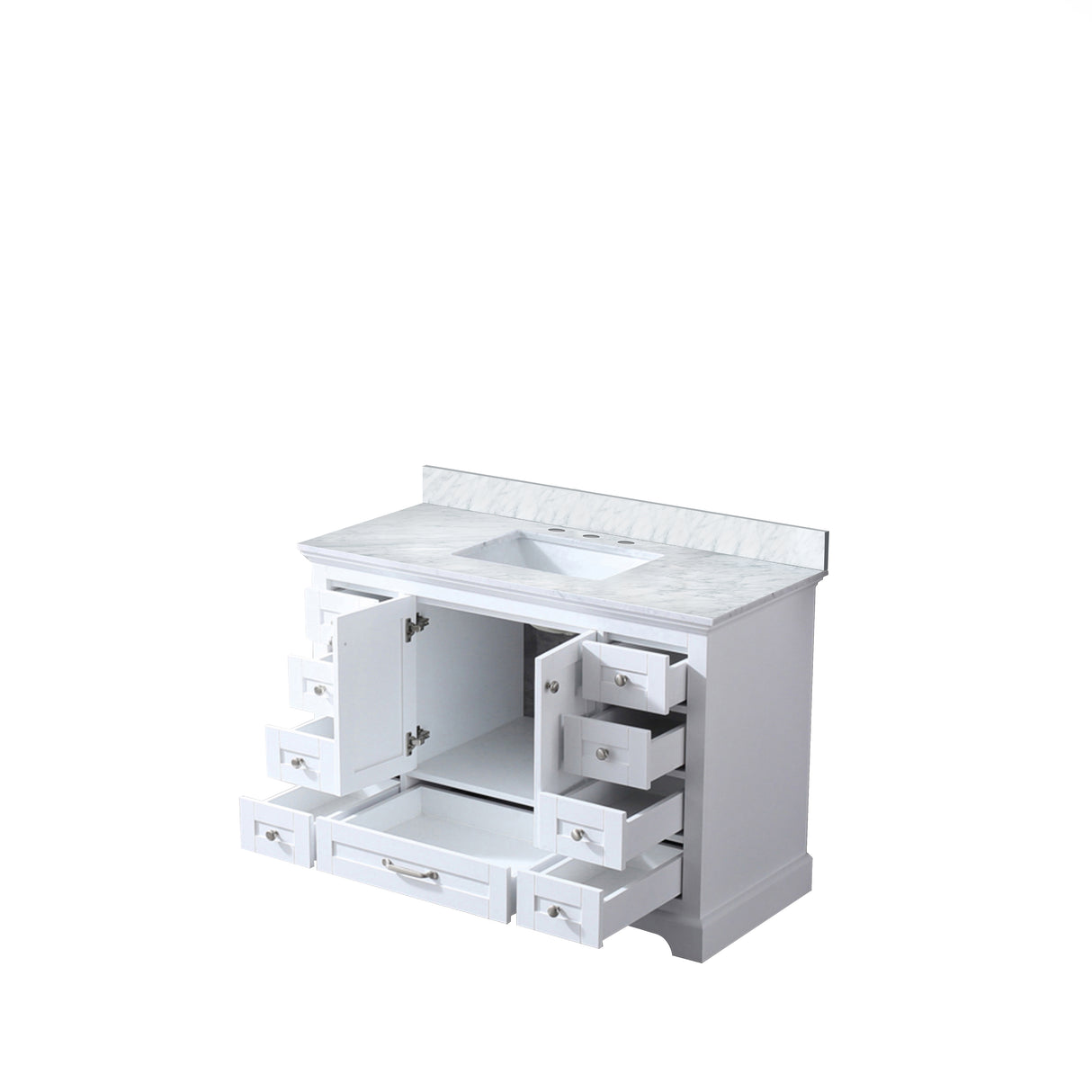 Dukes 48 in. Bathroom Freestanding Bathroom Vanity With Undermount Ceramic Sink with White Carrara Marble Top