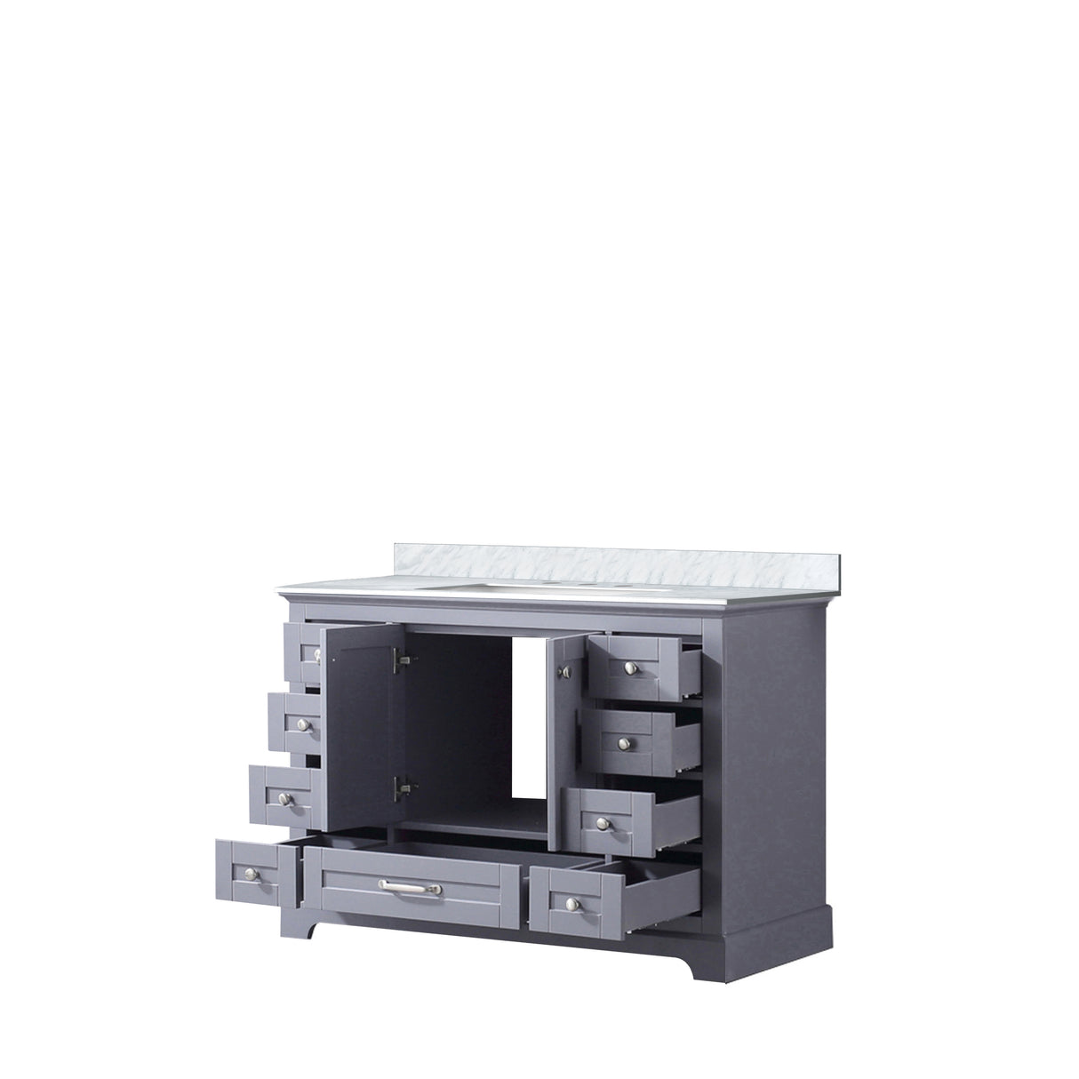 Dukes 48 in. Freestanding Bathroom Vanity with White Carrara Marble Top, White Square Sink