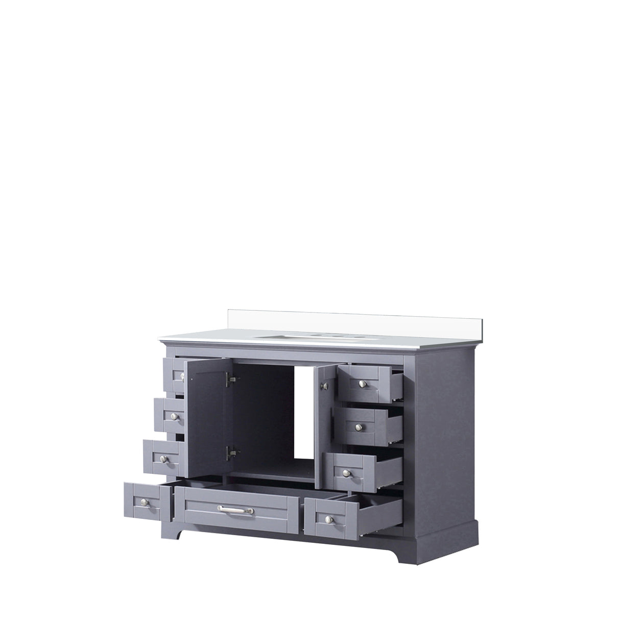 Dukes 48 in. Freestanding Bathroom Vanity with White Quartz Top, White Square Sink