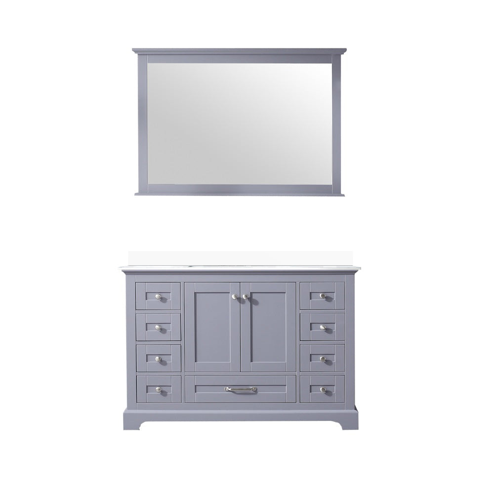 Dukes 48" Dark Grey Single Vanity, White Quartz Top, White Square Sink and 46" Mirror