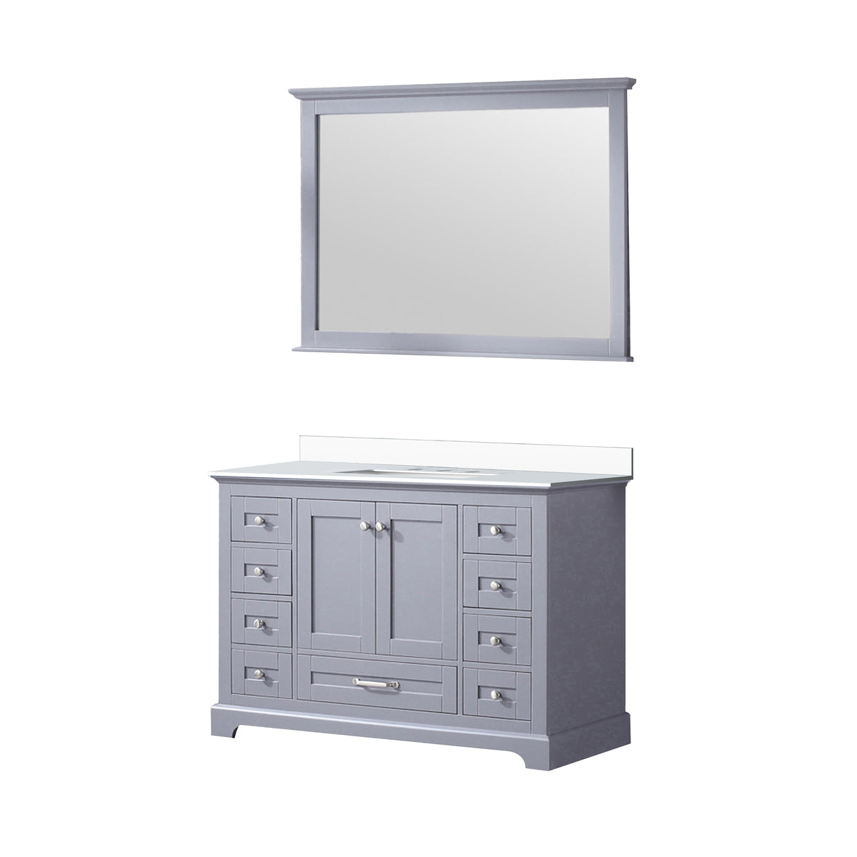 Dukes 48" Espresso Single Vanity, White Quartz Top, White Square Sink and 46" Mirror