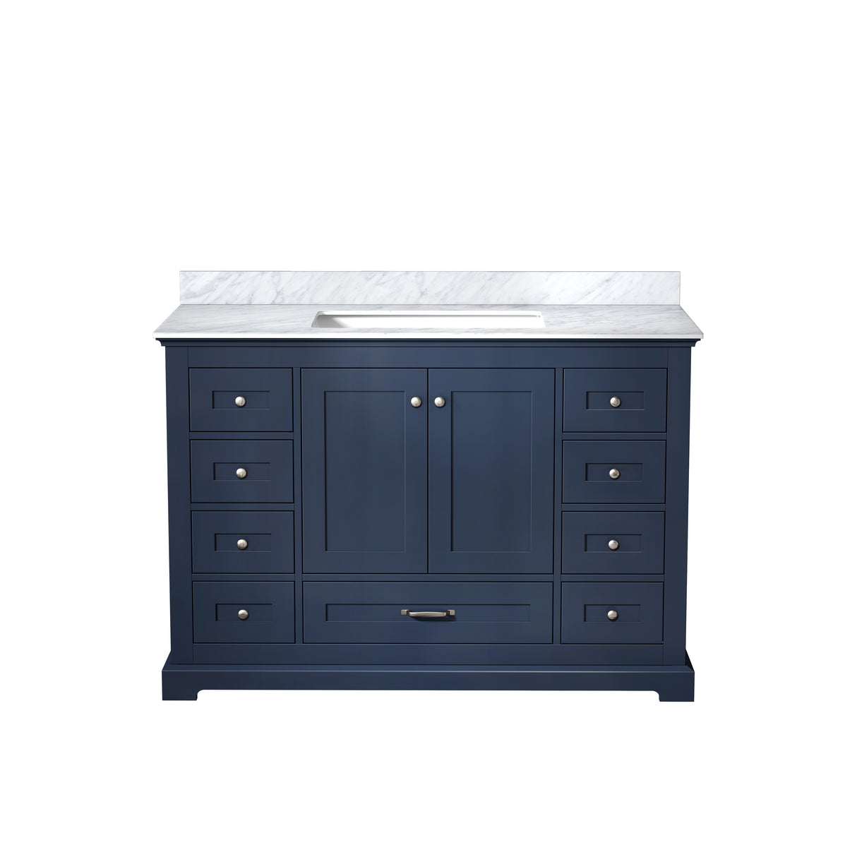 Dukes 48 in. Freestanding Bathroom Vanity with White Carrara Marble Top, White Square Sink