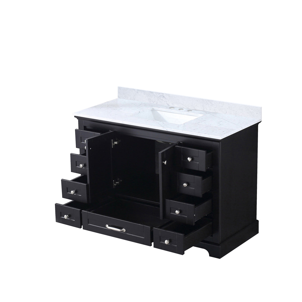 Dukes 48 in. Bathroom Freestanding Bathroom Vanity With Undermount Ceramic Sink with White Carrara Marble Top