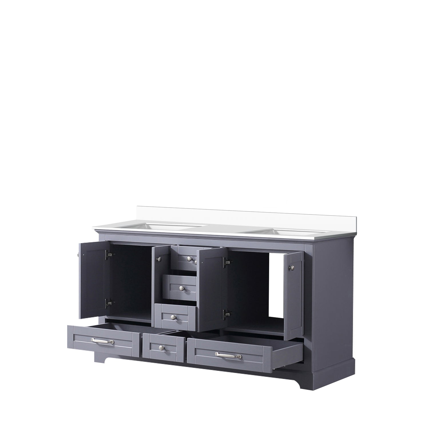 Dukes 60 in. Freestanding Bathroom Vanity with White Quartz Top, White Square Sink
