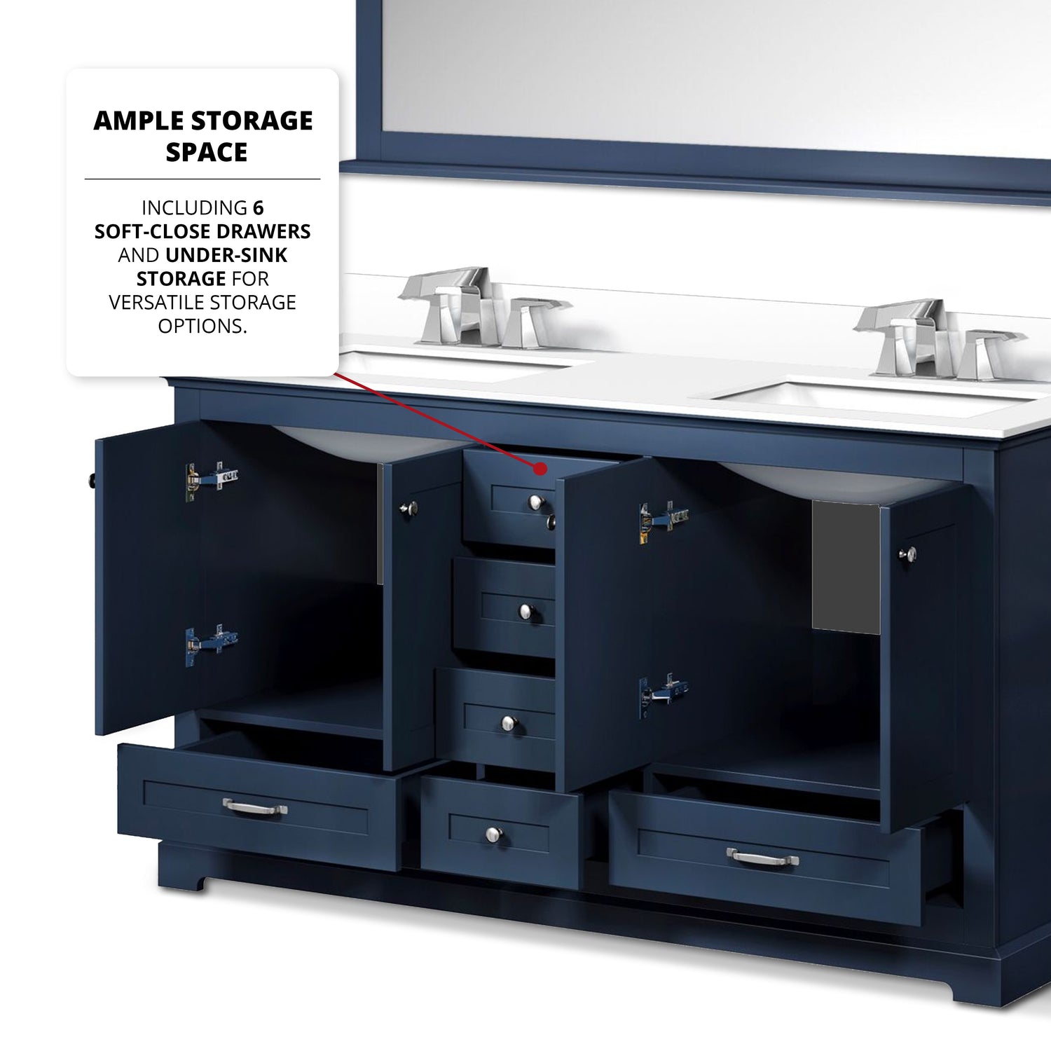 Dukes 60 in. Freestanding Bathroom Vanity with White Quartz Top, White Square Sink