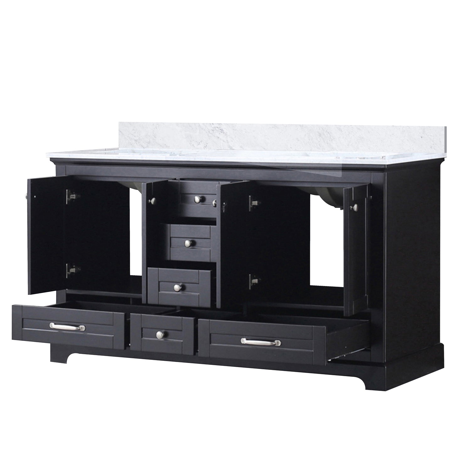 Dukes 60 in. Bathroom Freestanding Bathroom Vanity With Undermount Ceramic Sink with White Carrara Marble Top