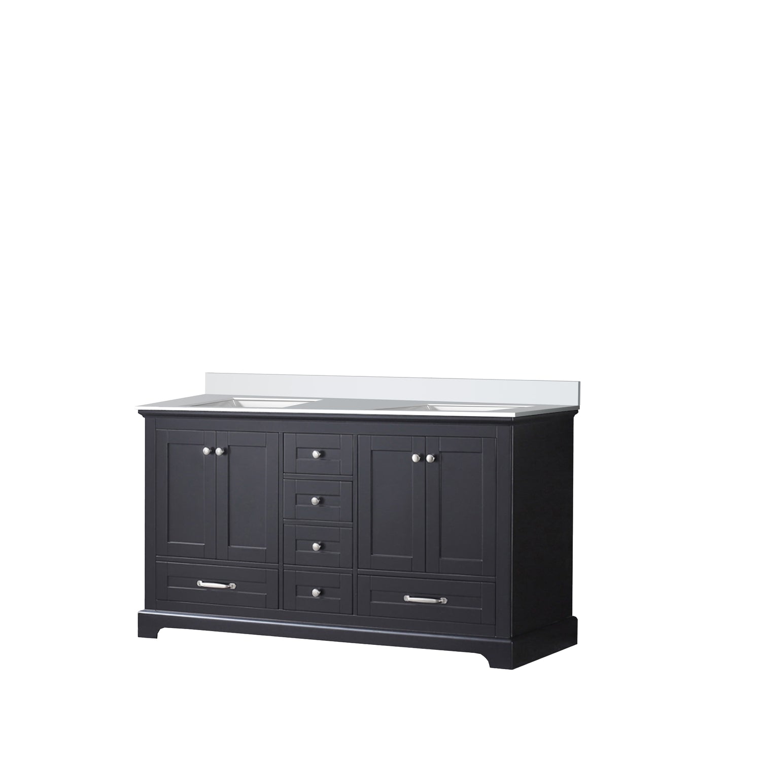 Dukes 60 in. Freestanding Bathroom Vanity with White Quartz Top, White Square Sink